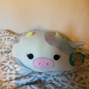 Squishmallows Stackable Rainbow Cow Plush - Candess - 12” long